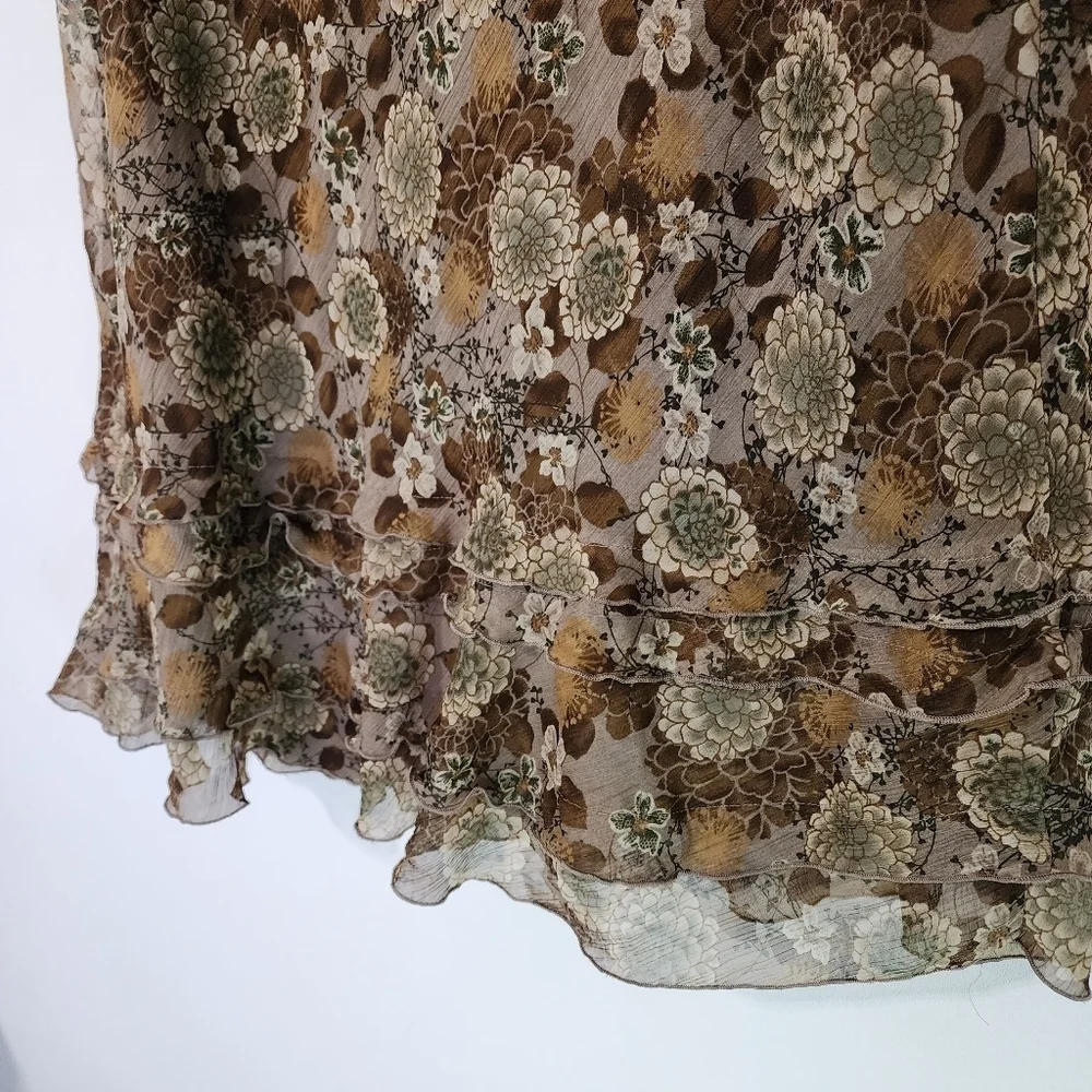 Vintage brown mesh floral midi skirt